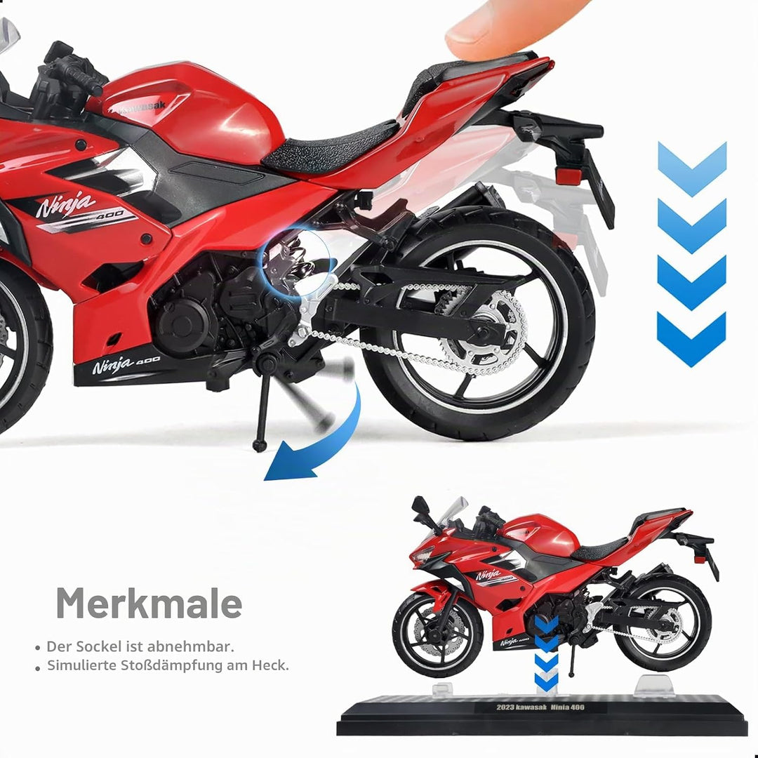 Massstab 1:12 Modell Motorrad Kompatible für Kawasaki Ninja 400 Kunststoff mit Druckguss Motorrad-Mo
