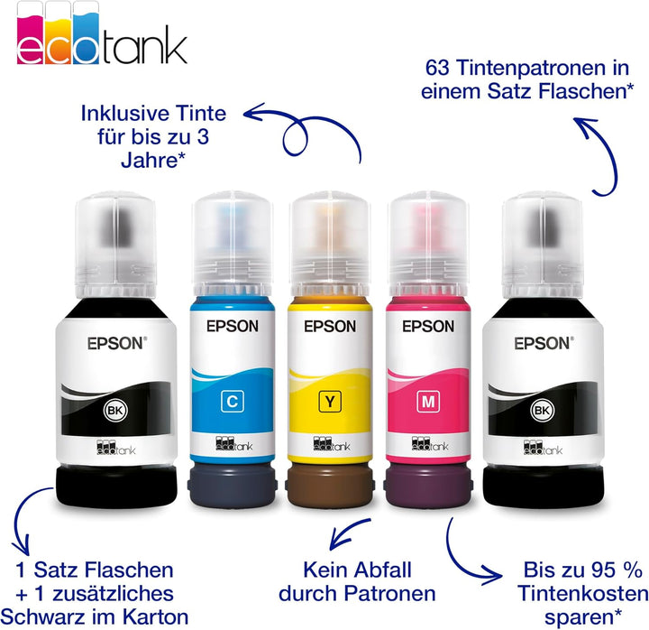 Epson EcoTank ET-4956 Weisser A4-Multifunktionsdrucker mit Wi-Fi & AirPrint Tintentank, automatische