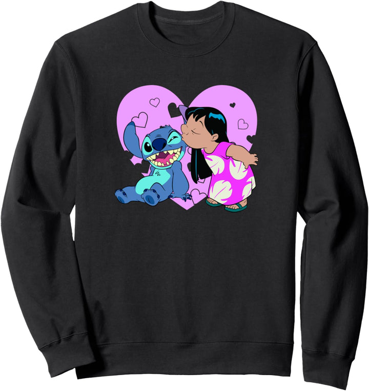 Disney Lilo & Stitch Valentinstag Pink Heart Kisses Sweatshirt