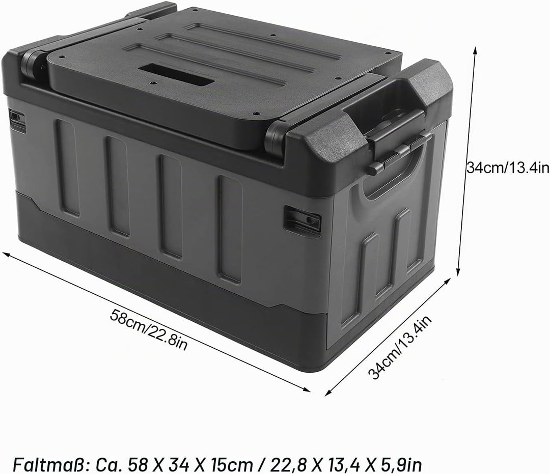 Klappbare Auto-Aufbewahrungsbox 70L, 2-in-1 Kofferraumbox mit Sitzfunktion, Camping-Aufbewahrungsbox