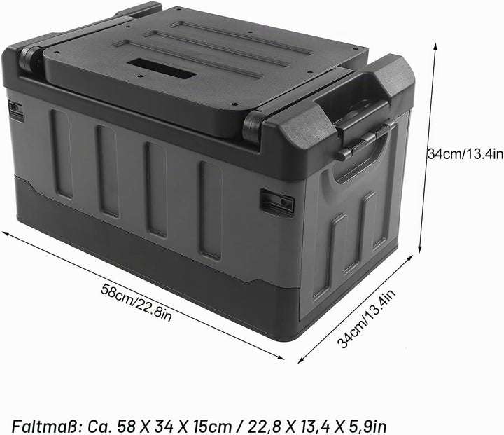 Klappbare Auto-Aufbewahrungsbox 70L, 2-in-1 Kofferraumbox mit Sitzfunktion, Camping-Aufbewahrungsbox
