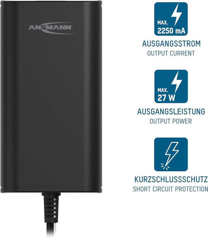 ANSMANN APS 2250 H Universal Stecker Netzteil 24V inkl 7 verschiedende Adapter Stecker - Netzstecker