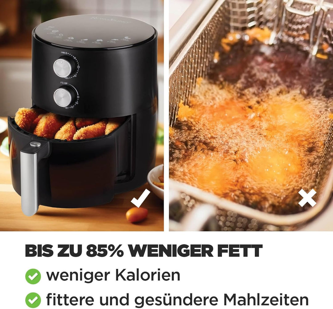 Rosmarino Infinity Essential - Effiziente 3L Heissluftfritteuse, Airfryer & Elektrogrill, Heissluftf