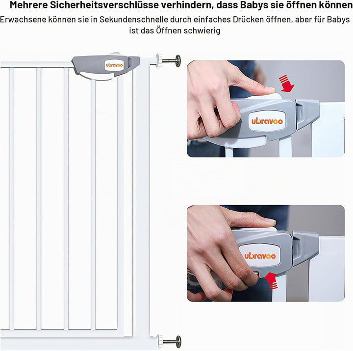 UBRAVOO Babygitter für Türen und Treppen, Höhe 100 cm, Sicherheits-Haustiergitter, Spannungstyp, aut