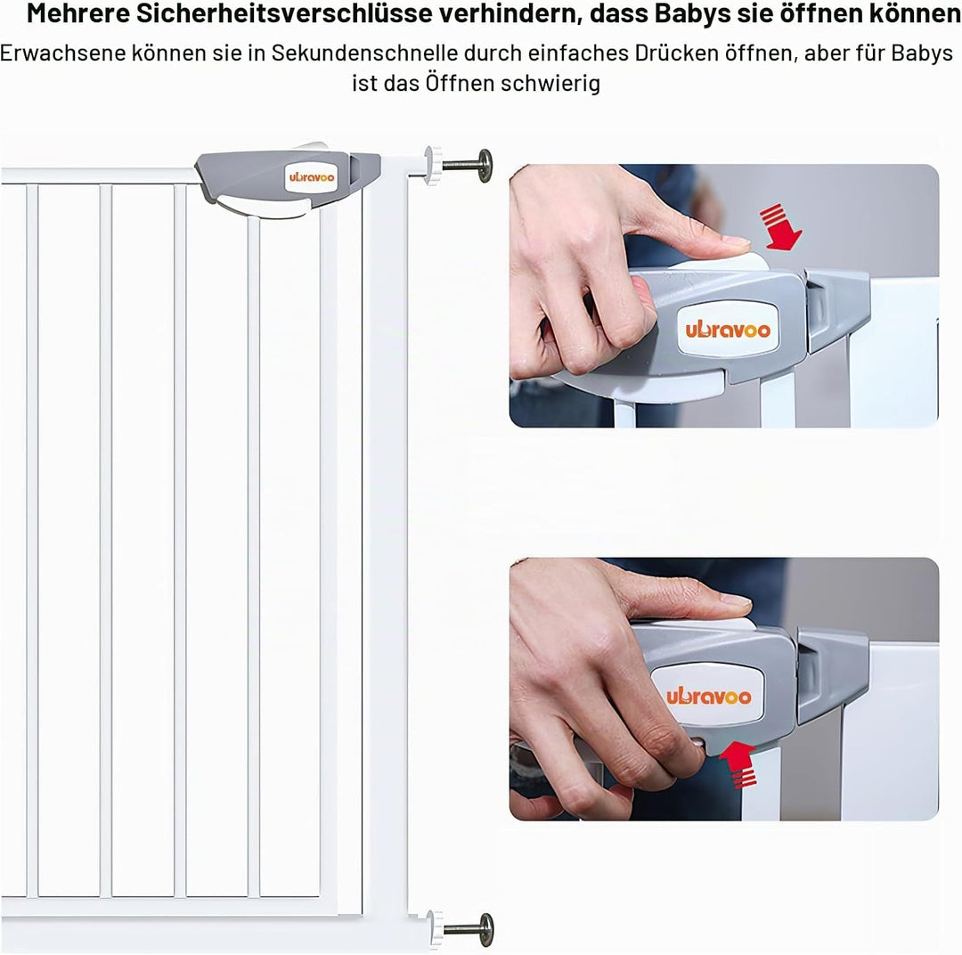 UBRAVOO Babygitter für Türen und Treppen, Höhe 100 cm, Sicherheits-Haustiergitter, Spannungstyp,auto