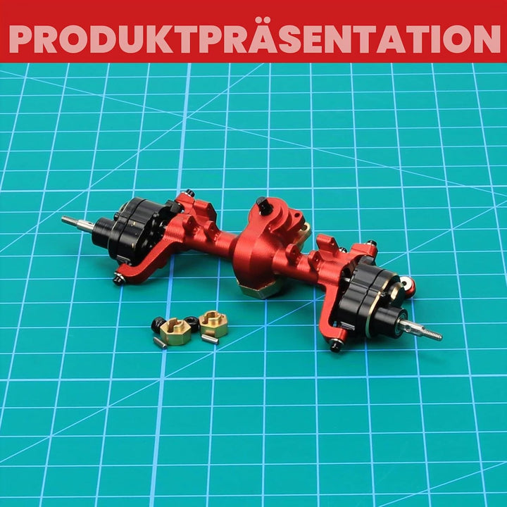RCAWD Vorderachsengehäuse & Stahlgetriebe für Axial 1-24 SCX24 Crawlers Upgraded Teil (Rot), Rot