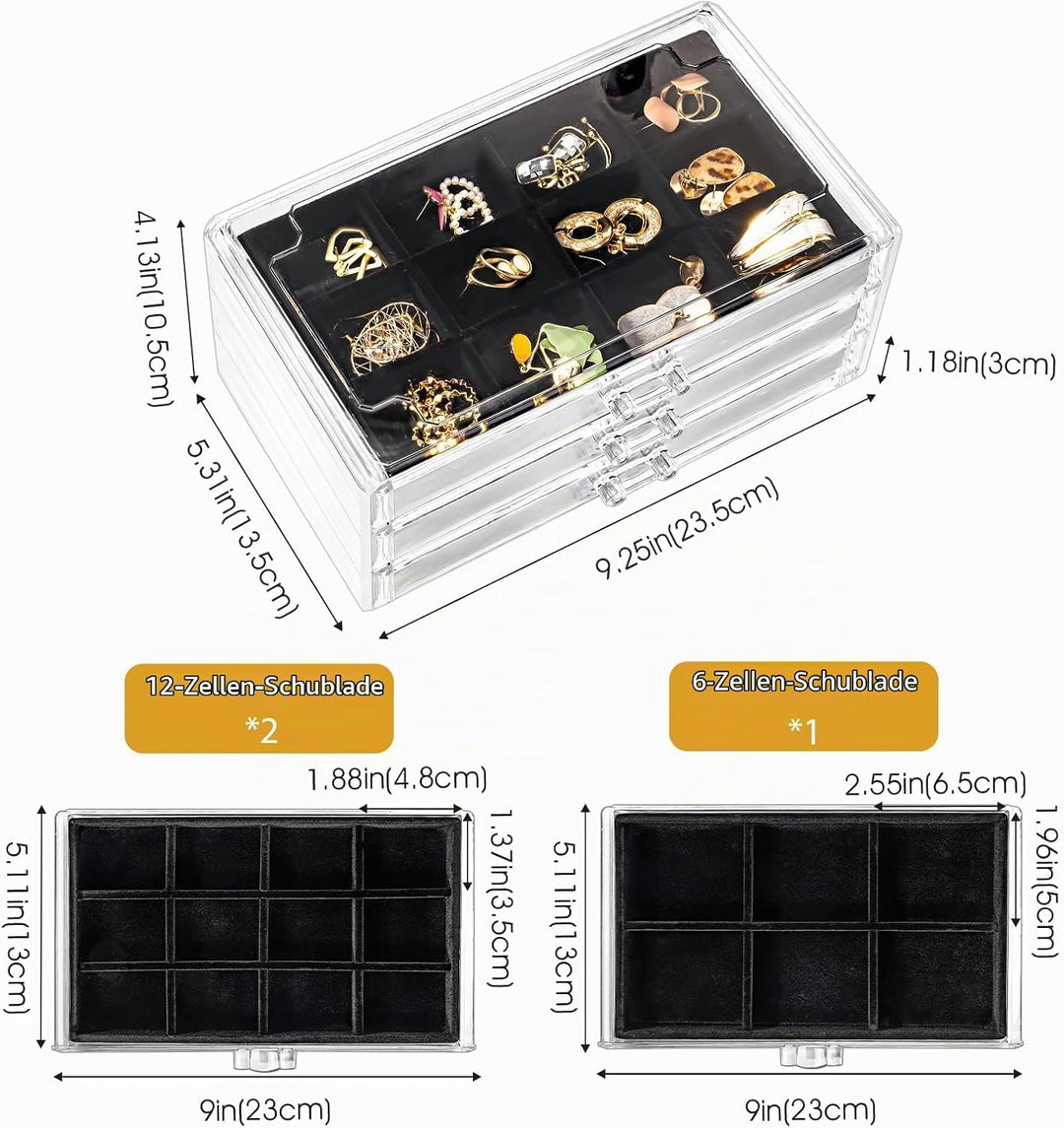 ProCase Acryl Schmuck Organizer Schmuckschatulle für Damen Durchsichtige Schmuckaufbewahrung Schmuck