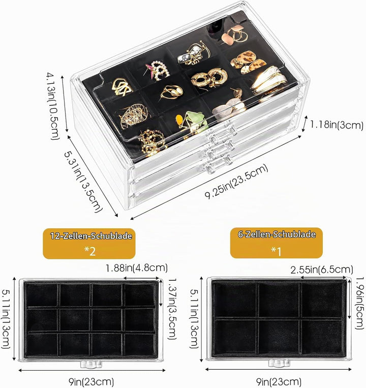 ProCase Acryl Schmuck Organizer Schmuckschatulle für Damen Durchsichtige Schmuckaufbewahrung Schmuck
