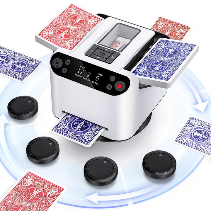 Automatischer Kartenmischer und Dealer 2-in-1, 2 Deck 360° Rotierende Dealing-Maschine für 12 Spiele