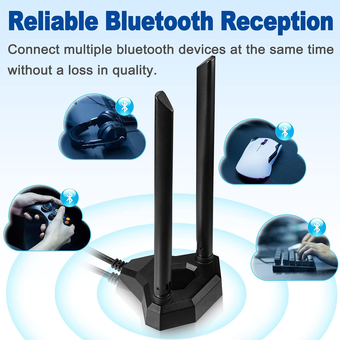 Eightwood Dualband-WLAN-Antenne, 2.4 GHz, 5 GHz, RP-SMA, WLAN-Antenne, magnetischer Sockel, 2 m, Ver