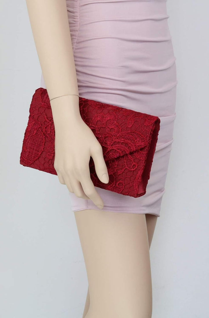 Girly Handbags Clutch aus Satinspitze Fuchsie, Fuchsie