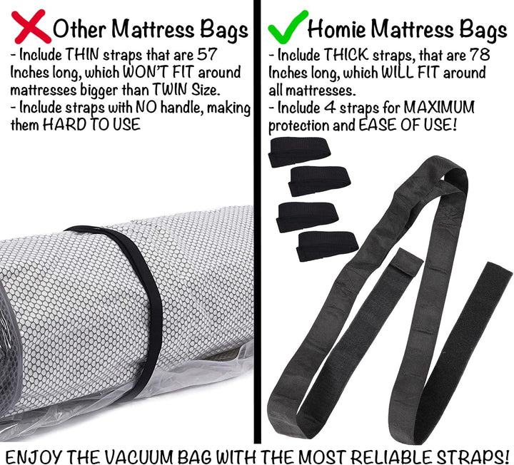 Homie Matratzen-Vakuumbeutel, verschliessbarer Beutel für Memory-Foam- oder Federkernmatratzen, Komp