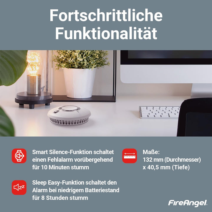 Fire Angel ST-630-DET Thermoptek Rauchmelder 10 Jahre Batterie Lebensdauer, funk vernetzbar,
