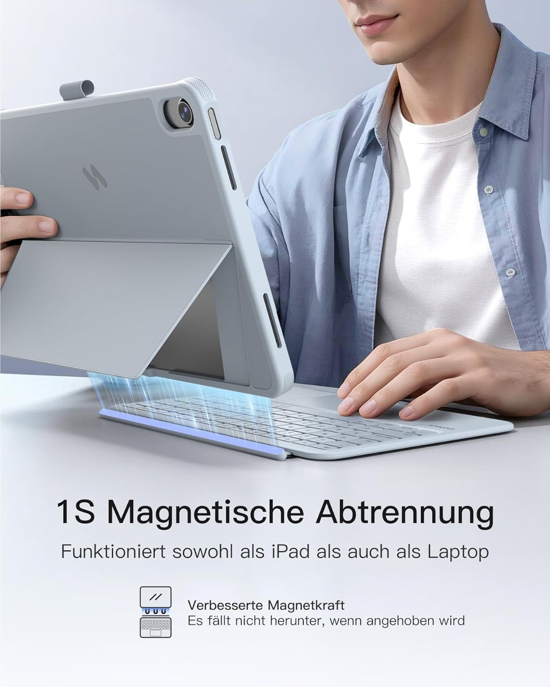 Inateck AceTouch Pro Hülle mit Tastatur für iPad 11 A16 2025 11 Zoll, iPad 10. Gen 2022 10,9 Zoll, 5