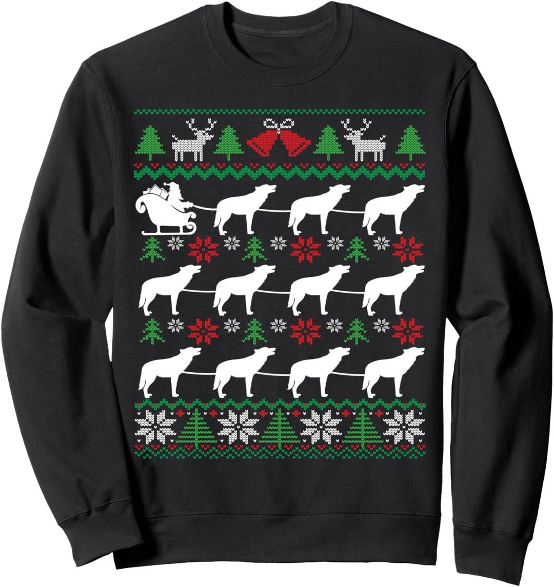 Wölfe ziehen den Weihnachtsmann | Wolf Weihnachten Sweatshirt