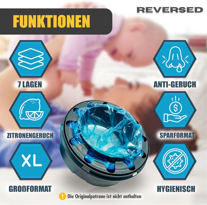 REVERSED® 10 Stück Nachfüllfolie für Windeleimer - Kompatibel mit Tommee Tippee Twist & Click Angelc