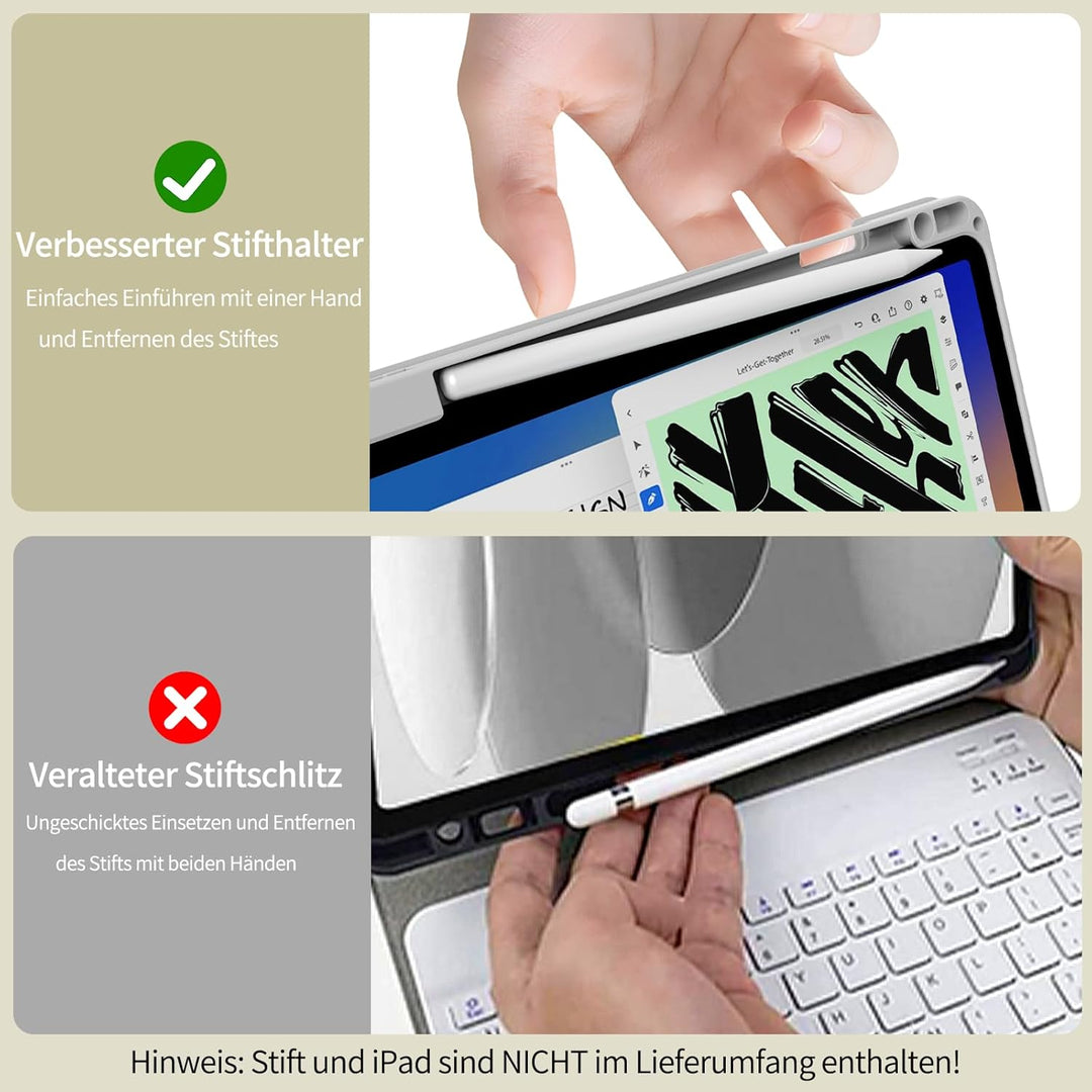 GKABXY Hülle mit Tastatur für iPad A16 11 Generation 2025/10 Generation 2022(11/10.9 Zoll), Soft TPU