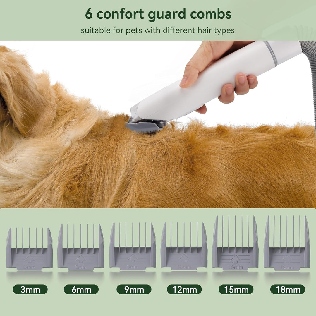 Topteng 5 In 1 Pet Grooming Kit Vacuum Suction Professional Pet Hair Clipper,1.5L Grooming Tools pas