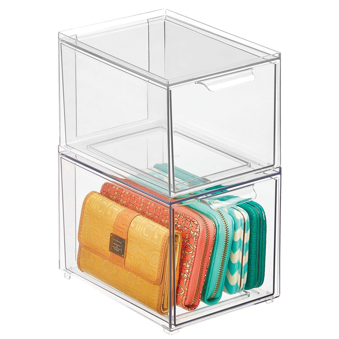mDesign Aufbewahrungsbox mit Schublade – stabile Schubladenbox aus Kunststoff zur Schuhaufbewahrung