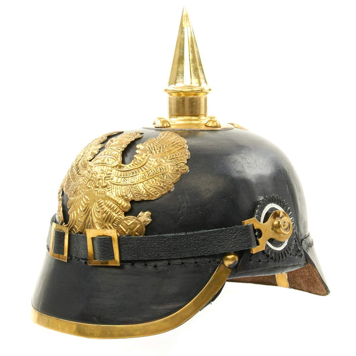 Imperial deutsch Spikes Pickelhaube Officer Fahrradhelm schwarz Leder & Messing
