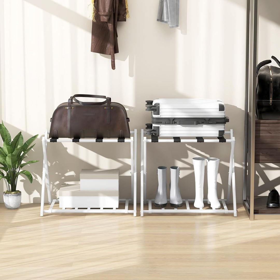 COSTWAY Kofferständer klappbar, 2 er Set Gepäckablage mit 2-Stöckiger Design, Kofferbock Gepäckständ