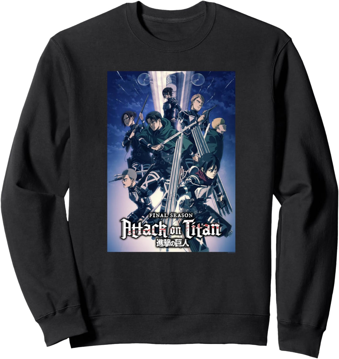 Attack on Titan Season 4 Bunte Schlüsselbilder mit Logo Sweatshirt