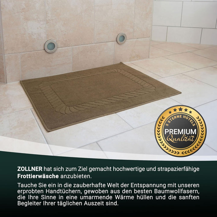 ZOLLNER 2er Set Badematten - weiche und saugstarke Duschvorleger - waschbar bis 95°C - Baumwolle - 5