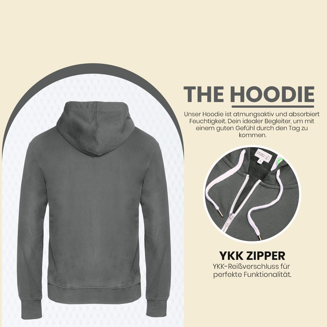 Herren Hoody | Reine Bio Baumwolle | GOTS Zertifiziert S Dunkelgrau, S Dunkelgrau