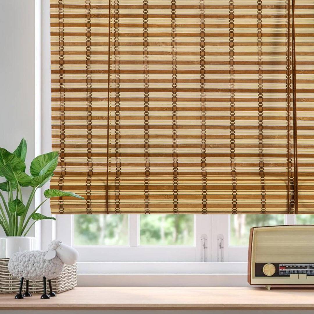 Bambusrollo Bambus Rollo Sonnenschutz und Sichtschutz Rollo,für Fenster Und Türen,Blickdicht,Bambus