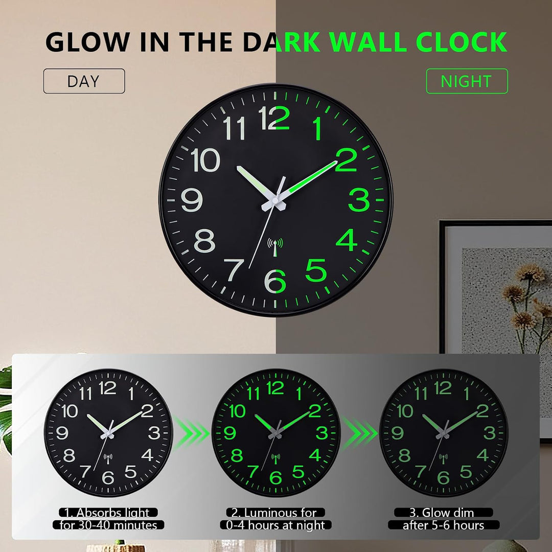 VIVILINEN Funkuhr Wand Beleuchtet Wanduhr Funk Geräuschlos ohne Tickgeräusche Uhr Wand für Schlafzim