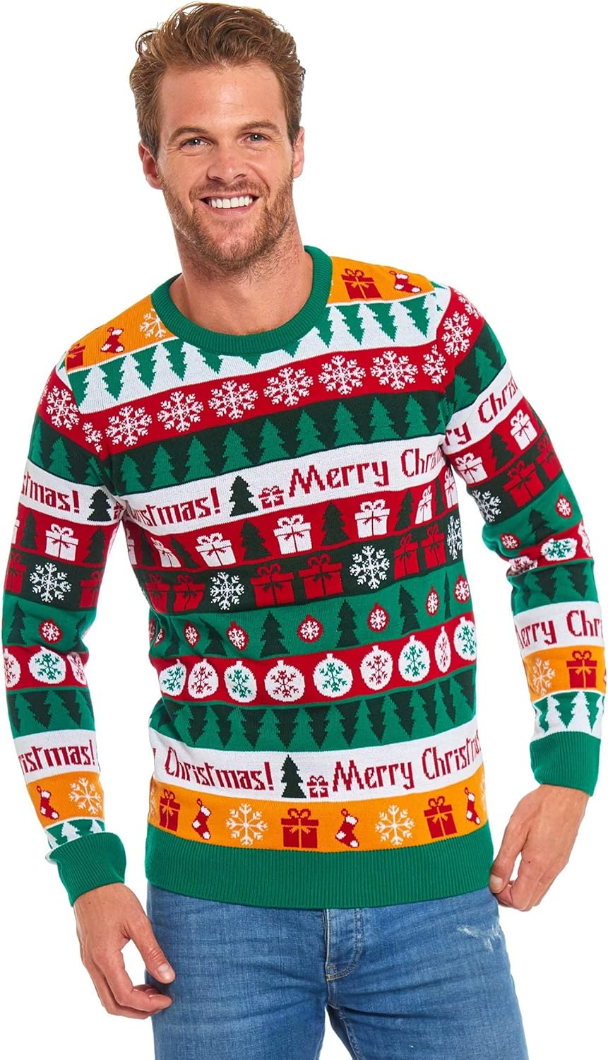 U LOOK UGLY TODAY Hässlicher Weihnachtspullover Herren Unisex Lustig Ugly Christmas Sweater Chunky G