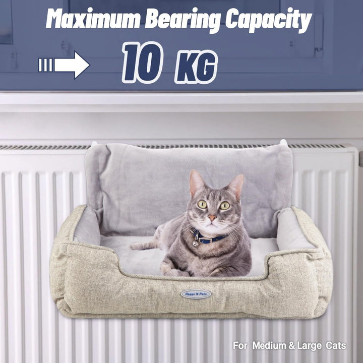 Happi N Pets Grosses Katzenbett für Heizung, warmes und stabiles Sitzteil für grosse Katzen mit wasc