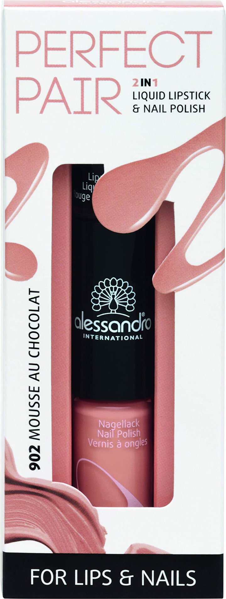 alessandro Perfect Pair 2in1 Lippenstift & Nagellack Mousse au Chocolat, 10 ml