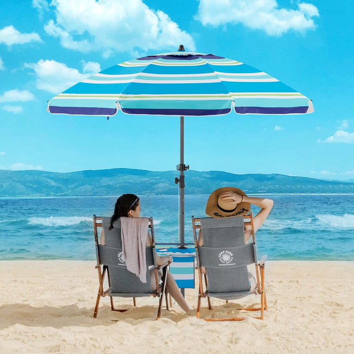 HOMEDEMO 2023 Upgrade Sonnenschirm Balkon Strandschirm, 217cm Marktschirm Inkl. 5in1 Tisch & Haken &