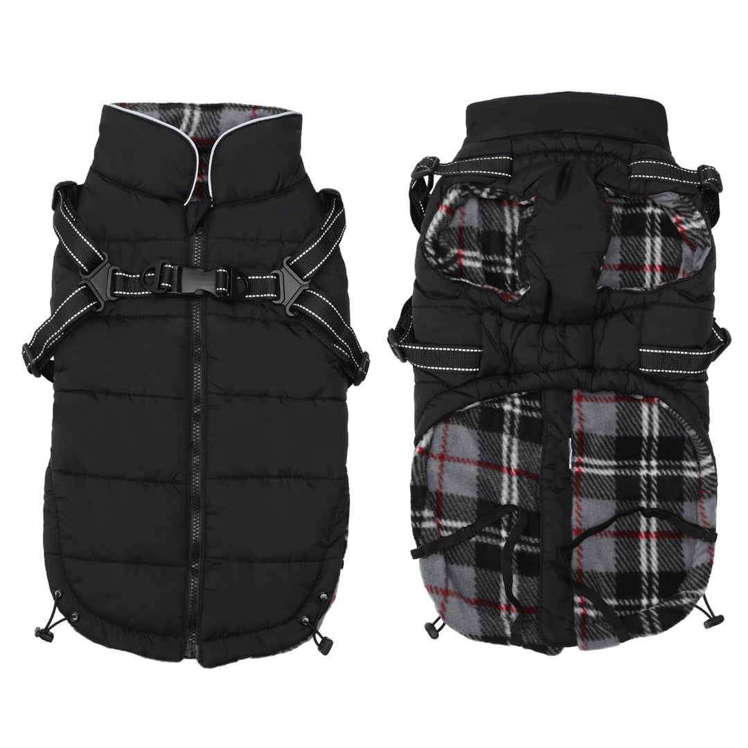 Pethiy -Super Warm Hunde wintermäntel mit Geschirr, Hundejacke mit Innenfleece, Wasserdichte Kleine