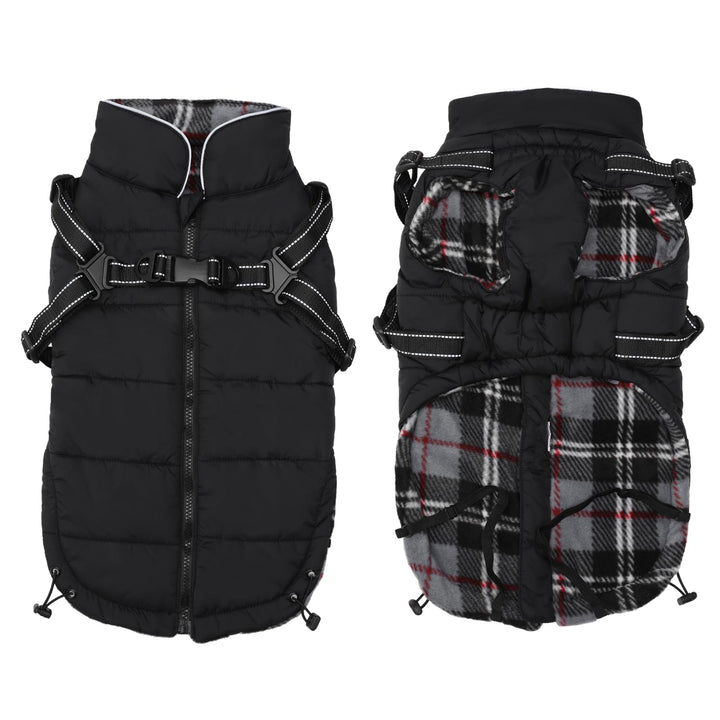 Pethiy -Super Warm Hunde wintermäntel mit Geschirr, Hundejacke mit Innenfleece, Wasserdichte Kleine