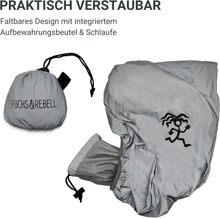 FUCHS & REBELL® Reflektierender + Wasserdichter Regenschutz für Rucksäcke, Schulranzen, Backpack, Sc