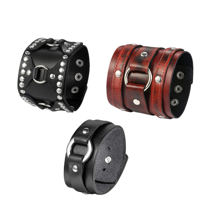 OIDEA ECHT Retro Breits Herren Kunstleder Armband Punk Style, Rock Manschette Wrap für Männer Junge