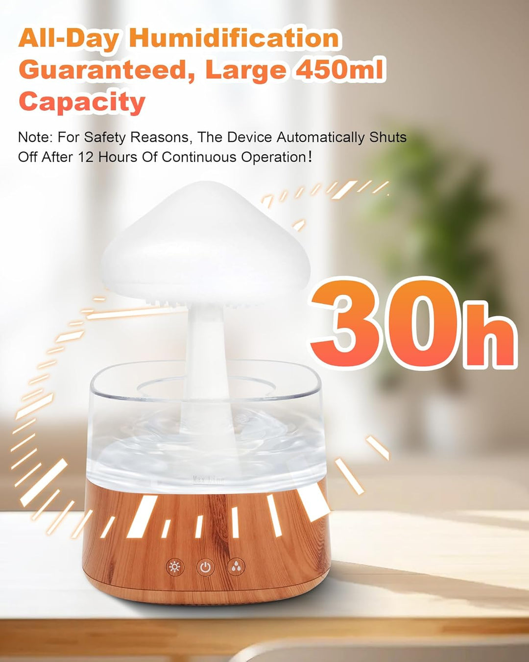 RUIZHI Rain Cloud Humidifier - 450ml Luftbefeuchter, Stimmungslicht Aroma Diffuser 30dB, 3 Modi Rege