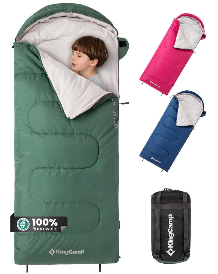 KingCamp Kinderschlafsack 3 Jahreszeiten Deckenschlafsack für Kinder 100-140cm Leicht Warm für Campi
