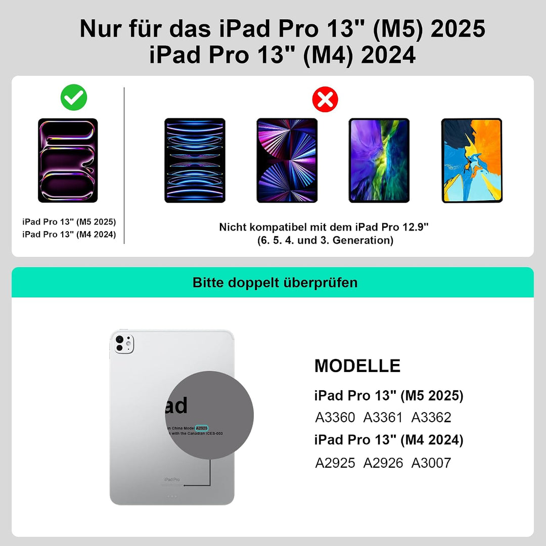 WIWU iPad Pro 13 Hülle mit Tastatur 360° Ständer Magnetisch Abnehmbare | Tastaturhülle 7 Farben Hint