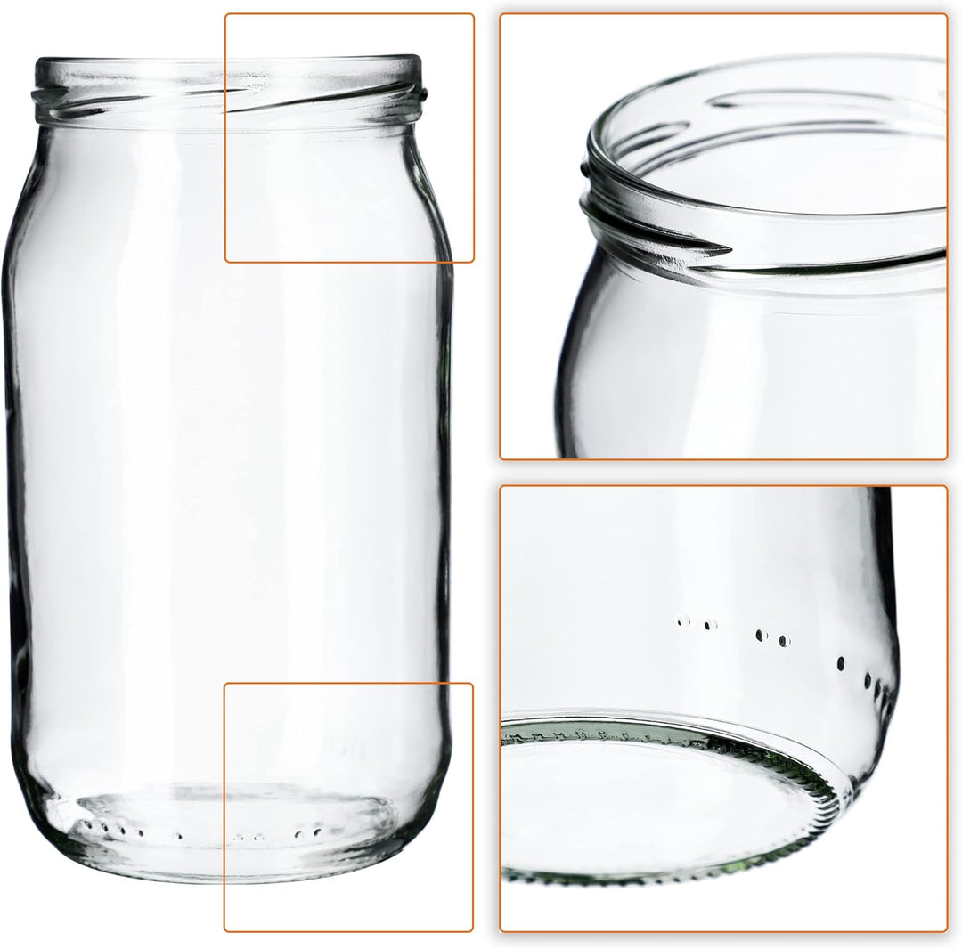 KADAX Einmachgläser 900ml TO82, Grosse Sturzgläser mit Schraubdeckel, Einkochgläser Fermentierglas f