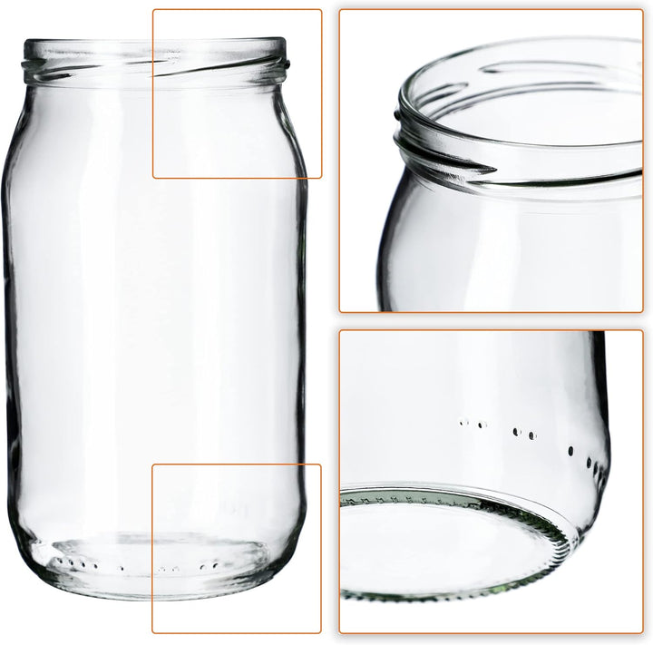 KADAX Einmachgläser 900ml TO82, Grosse Sturzgläser mit Schraubdeckel, Einkochgläser Fermentierglas f