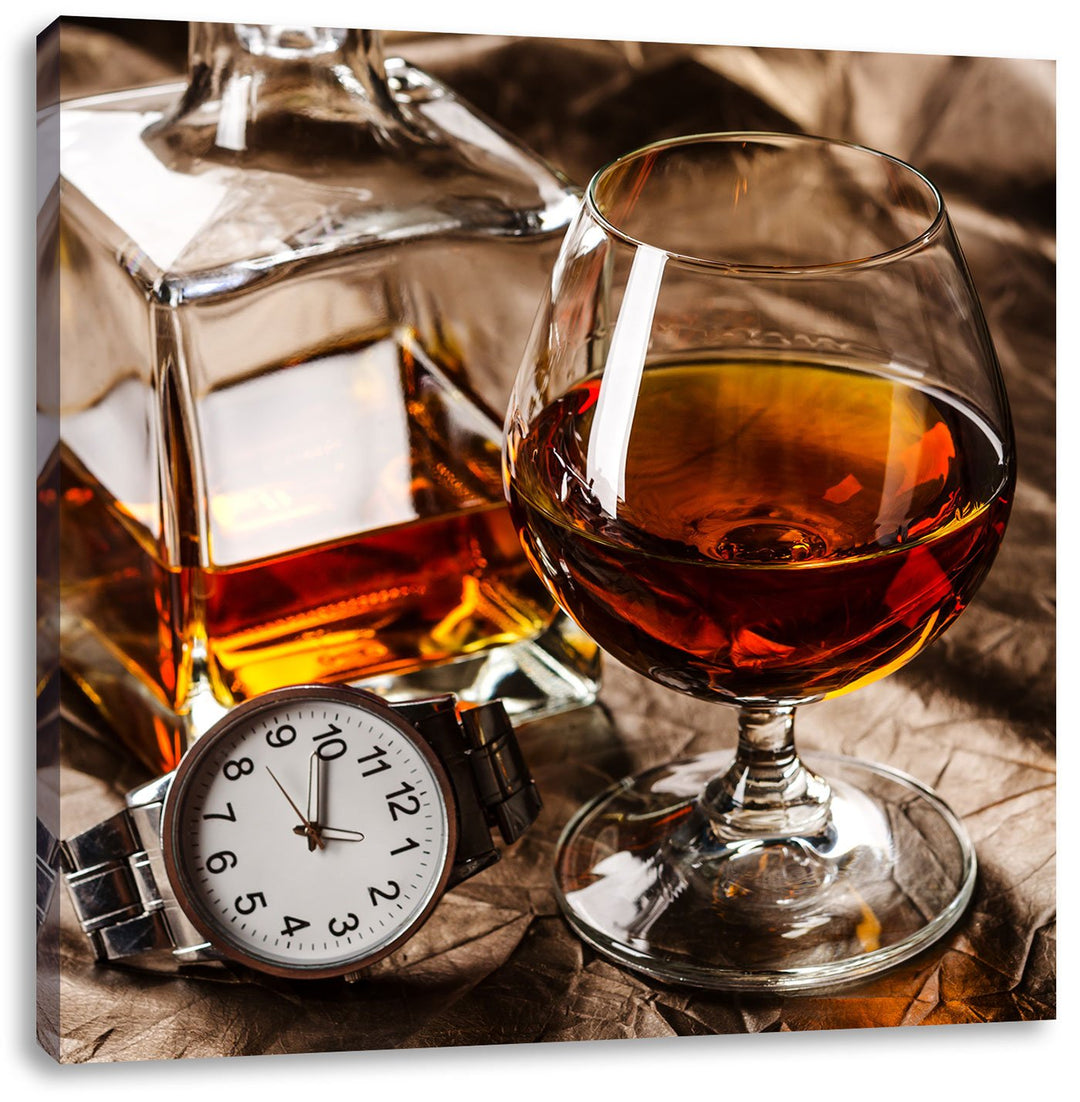 Man Things Whiskey, Format: 70x70 auf Leinwand, XXL riesige Bilder fertig gerahmt mit Keilrahmen, Ku