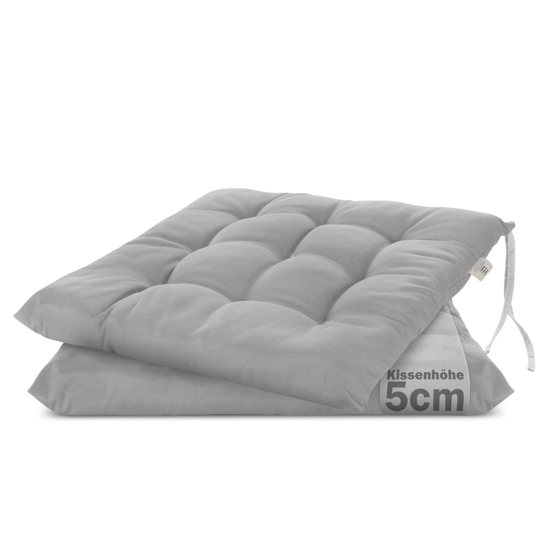Brandsseller 2er Set Stuhlkissen 40x40x5 cm Sitzkissen Polster Stuhlauflage mit Haltebändern Dekokis
