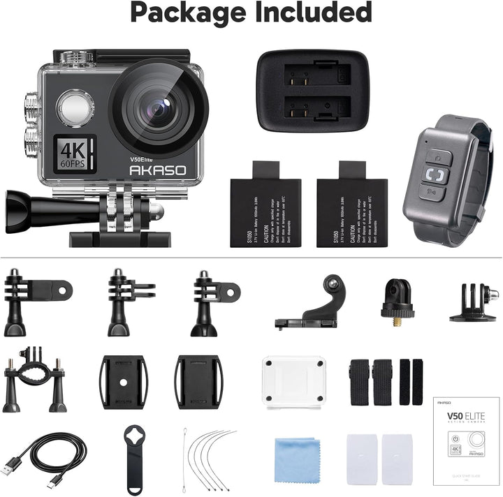 AKASO Action cam 4K/60fps /Action Kamera 20MP WiFi mit Touchscreen EIS 40M unterwasserkamera V50 Eli