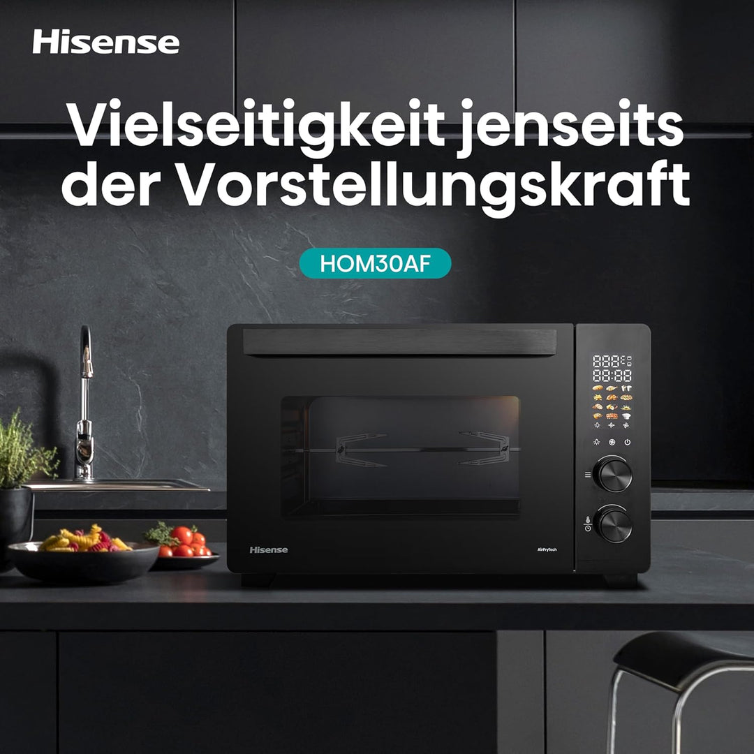 Hisense HOM30AF Mini-Ofen/30 L Kapazität/1800 W Leistung/230° max. Ofentemperatur/Umluftfunktion/Ant