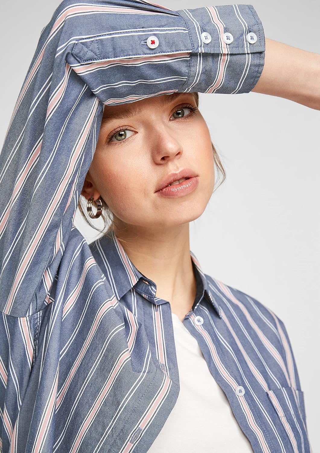 s.Oliver Damen Bluse L Blue Stripes, L Blue Stripes