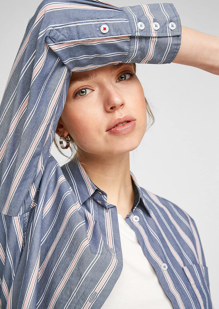 s.Oliver Damen Bluse L Blue Stripes, L Blue Stripes