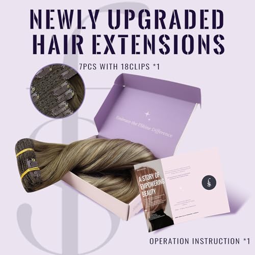Fshine Invisible Clip in Extensions Echthaar 35cm Haarverlängerung Echthaar Extensions Clip in Balay